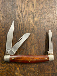 Schrade Walden NY 3 3/8” 832 Stockman Carbon Blades Wood Scales 1946-73