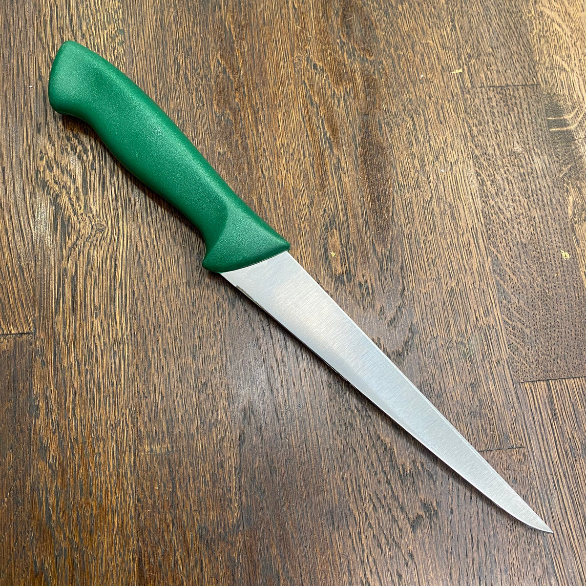 Friedr Herder 6.75” Boning Knife Straight Stiff Stainless Green Handle