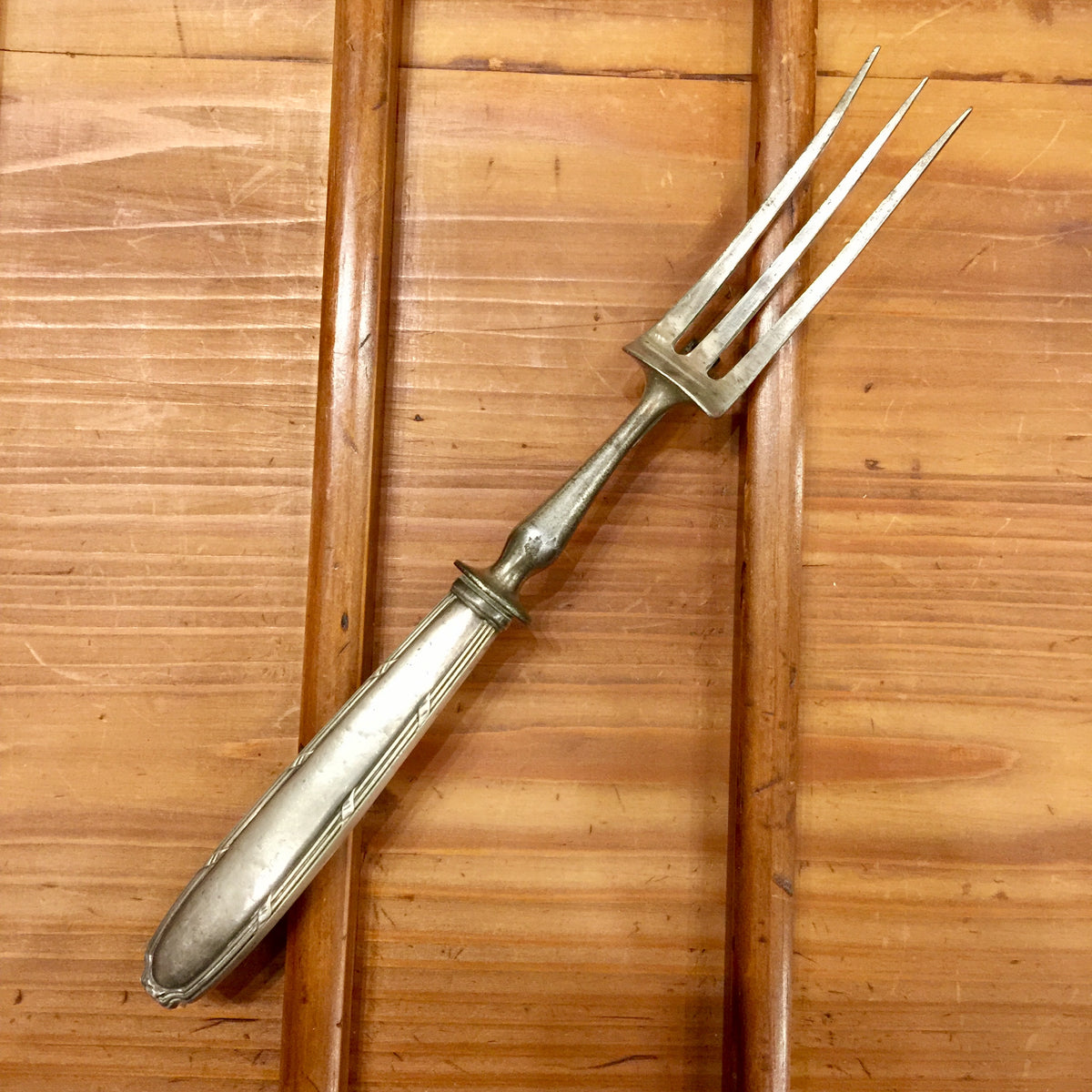 Antique French Fork 10.25" Silver & Nickel Plated Carbon