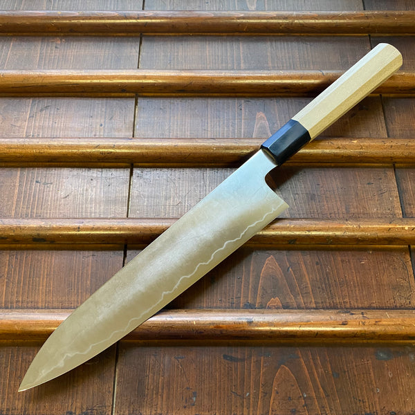 Takada no Hamono 240mm Gyuto Shirogami 2 Iron Clad Suiboku Finish Octagonal Ho & Horn Handle