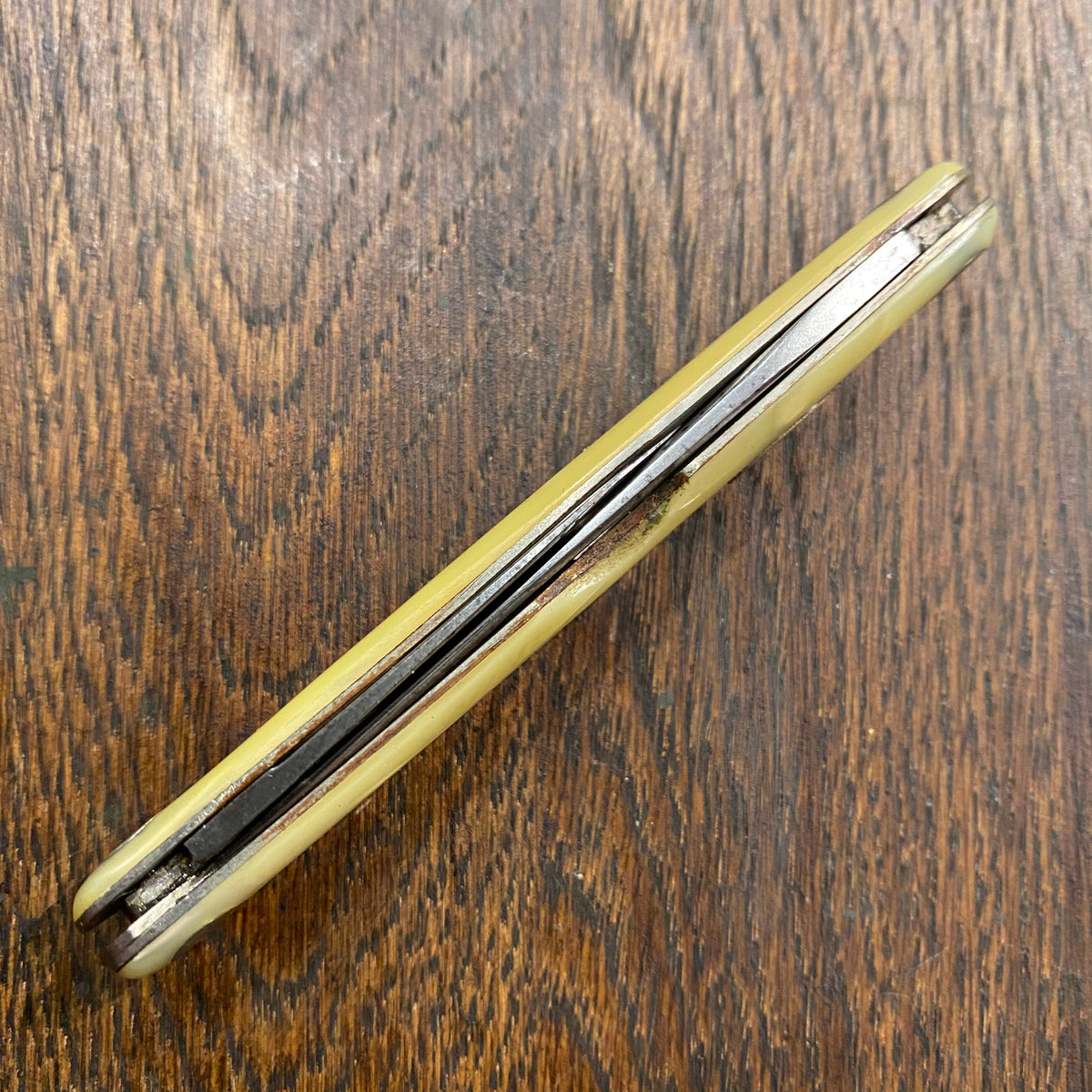Western States 3 3/8” Serpentine Pen Carbon Blades Celluloid Scales 1911-51