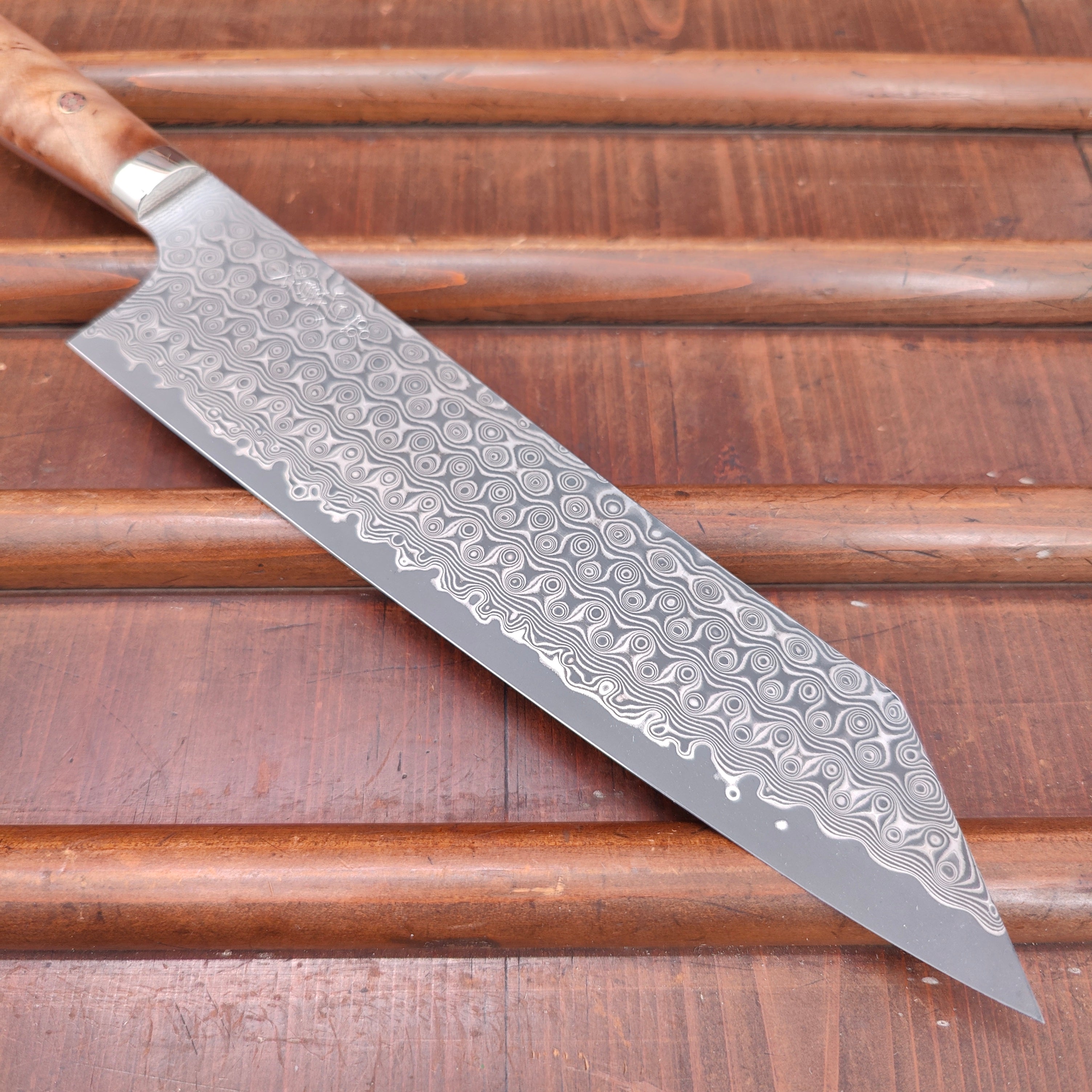 Nigara Hamono SG2 240mm Kiritsuke Gyuto Damascus Stabilized Maple