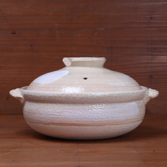 Daikoku Banko Ware Soup Donabe - White Brushstroke