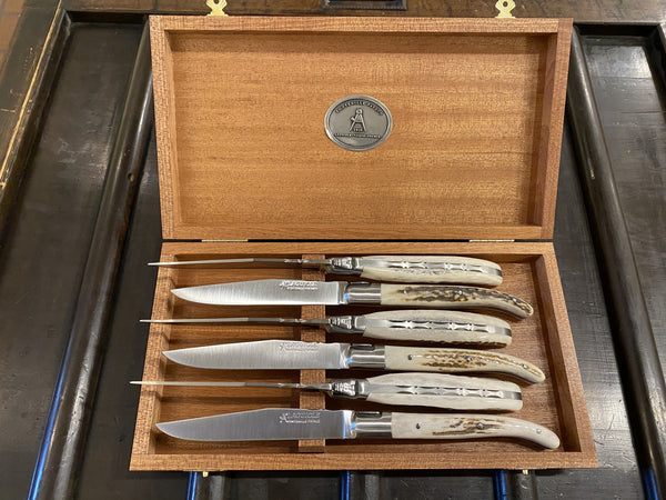 Fontenille Pataud Laguiole Steak Knife Set of 6 Stag