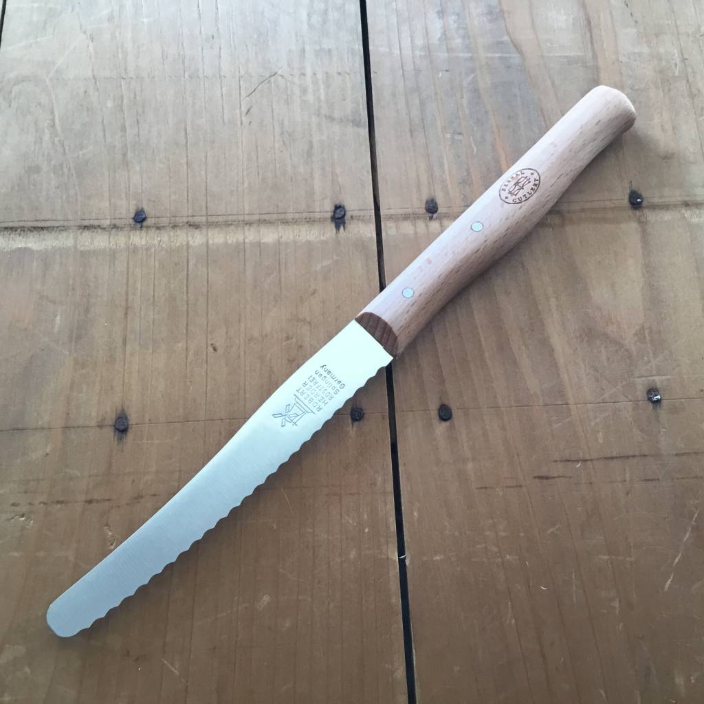 Windmühlenmesser 4" Tomato Knife Round Tip Stainless Copper Beech