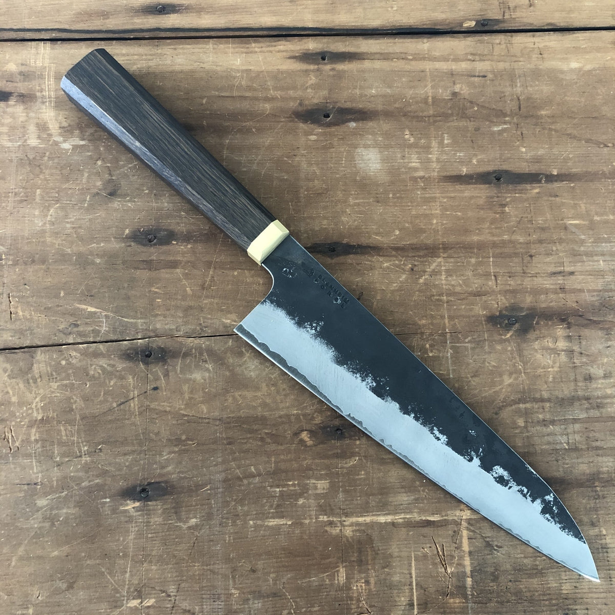 Blenheim Forge 205mm Gyuto Stainless Clad Aogami Super Oak & Brass