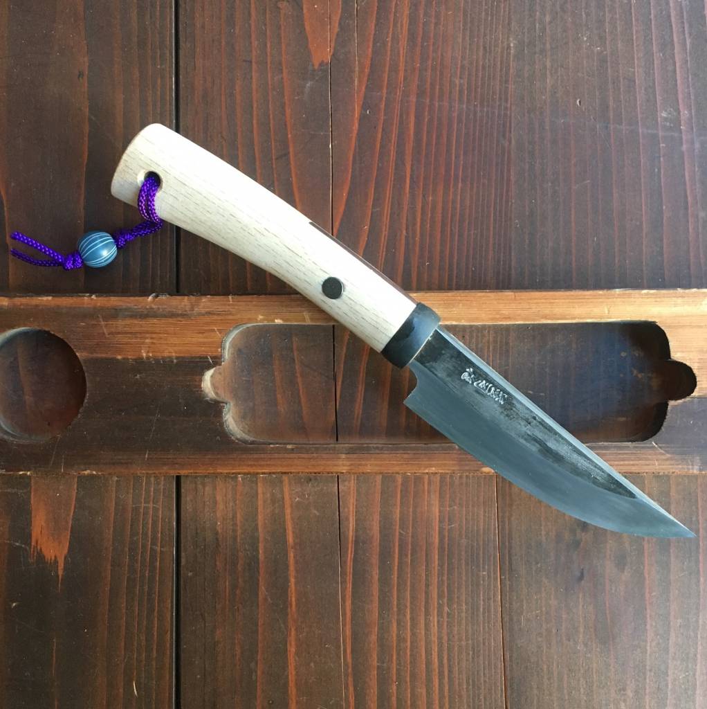 Tsukasa Hinoura 150mm Iron Clad Shirogami Hunting Knife Oak