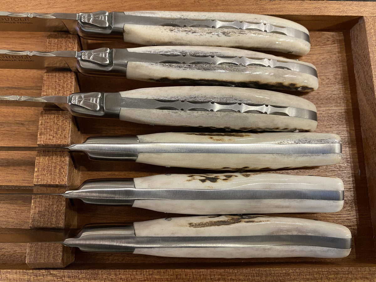Fontenille Pataud Laguiole Steak Knife Set of 6 Stag