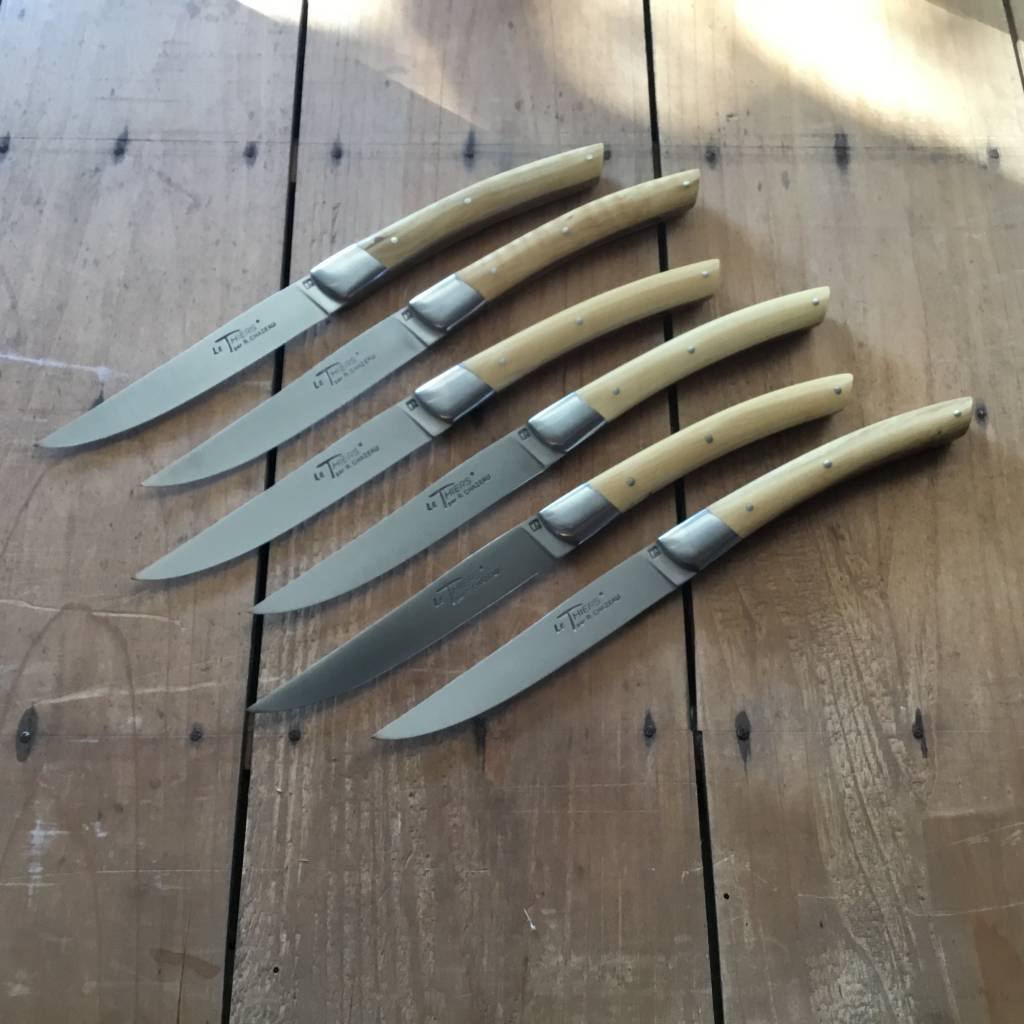 Chazeau Honoré Le Thiers Steak Knife Set of 6 Bolstered Boxwood