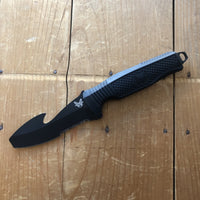 Benchmade 112SBK-BLK H2O Dive Knife 3.5" Serrated Opposing Bevel N680 Fixed Blade Black Textured Santoprene Handle with Sheath