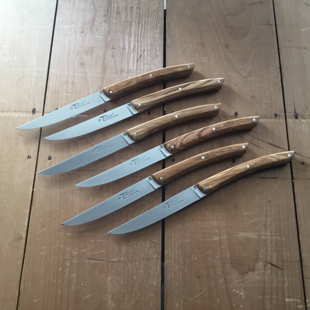 Japanese Steel Steak Knives With Olive Wood Handle 