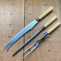 LF&C Aetna Works 3 pc Carving Set Carbon Steel & Pressed Celluloid 1900-1920?