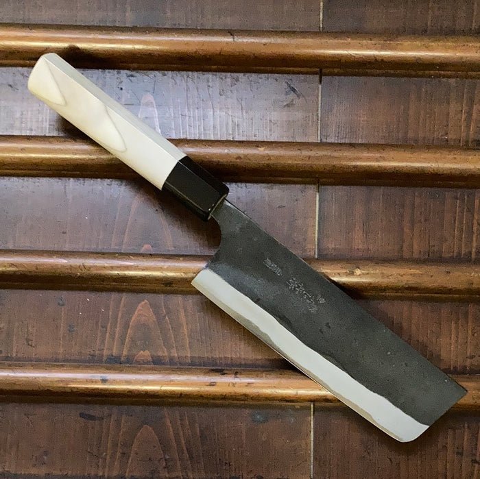 Kaji-bei 165mm Nakiri Iron Clad Shirogami 2 Kurouchi Buffalo Horn