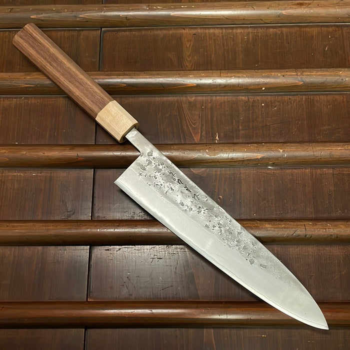 Hitohira TD 210mm Gyuto SLD Stainless Clad Nashiji Walnut