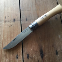 Opinel Straight Back Stainless Ring Lock Beechwood Handle
