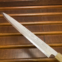 Hitohira Tanaka Manzo 300mm Yanagi Aogami 1 Damascus Ebony with Saya - LEFTY