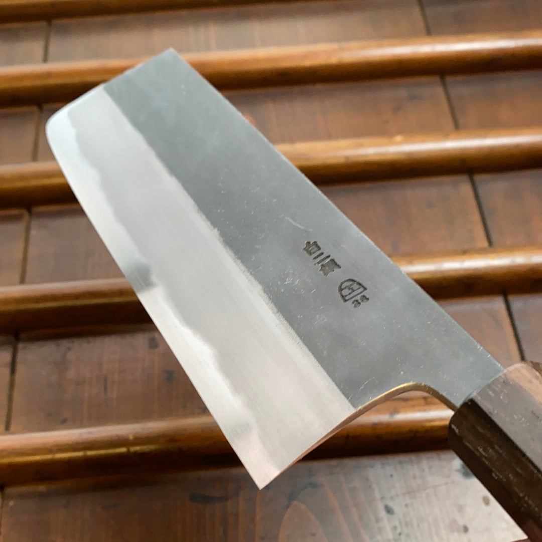Hitohira Togashi 165mm Nakiri Shirogami 2 Kurouchi Tagayasan Handle