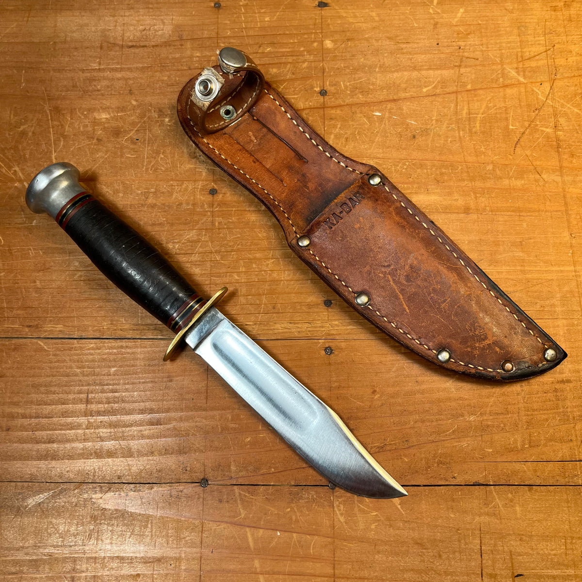 Case 5" Fixed Blade Marble's Style Carbon Steel Stacked Leather 1940's
