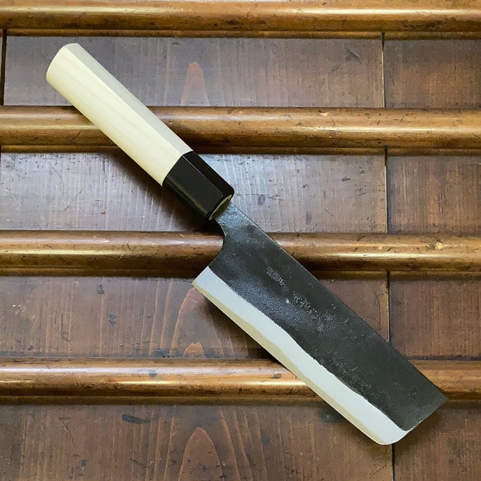 Kaji-bei 135mm Nakiri Iron Clad Shirogami 2 Kurouchi Buffalo Horn