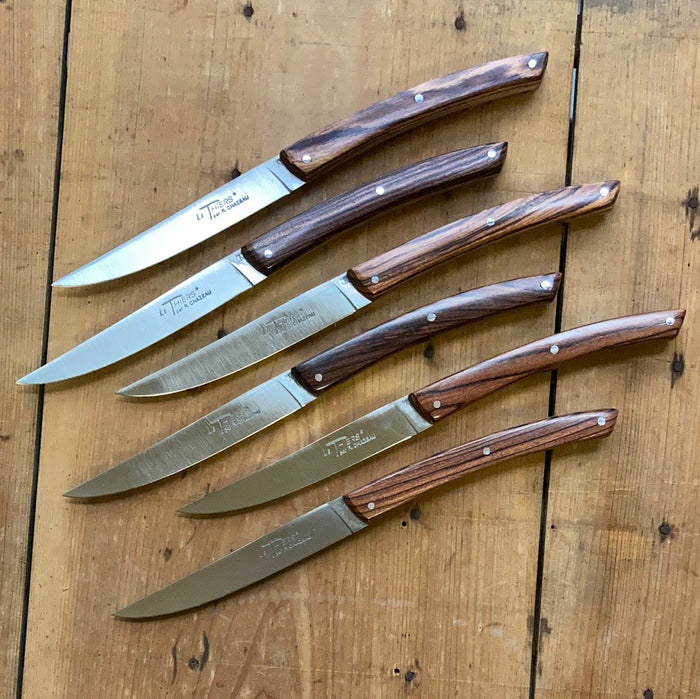 Chazeau Honoré Le Thiers Steak Knife Set Stainless Violetwood Handle - 6 Pieces