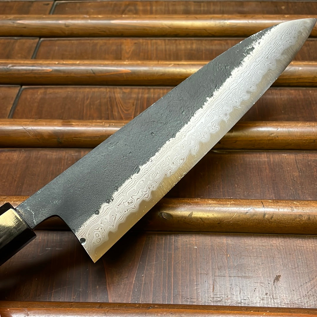 Hatsukokoro Shinkiro 210mm Gyuto Aogami Super Nihei Damascus Kurouchi Wenge