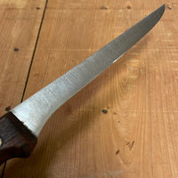Unmarked 6” Semiflex Boning Knife Carbon Steel & Tropical Hardwood -Russel ?