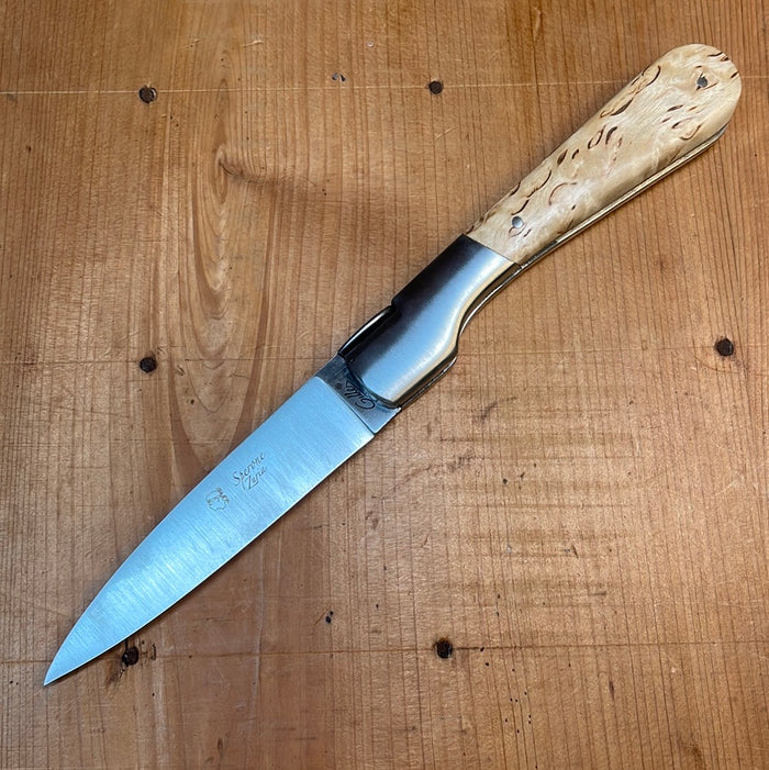 Fontenille Pataud Sperone 12cm Pocket Knife Curly Birch Lockback