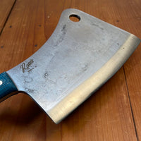 Silverthorn 7" Butcher's Cleaver 1084 Carbon Steel Green Burlap Micarta Handle