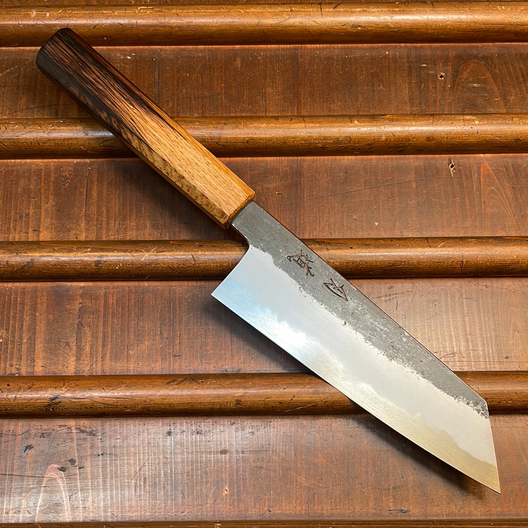 Hado Sumi 180mm Bunka Shirogami 2 Kurouchi Finish Burnt Oak