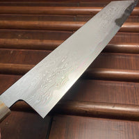 Nakagawa 240mm Kiritsuke Gyuto Aogami 1 Damascus Ebony Blond