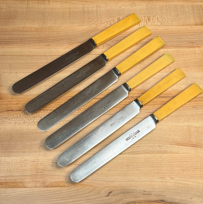 Joseph Rodgers & Sons Set of 6 Dinner Knives Carbon Steel Edwardian ~1901-1910