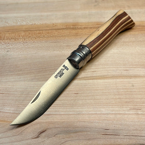 No 08 Laminated Birch Folding Knife By Opinel