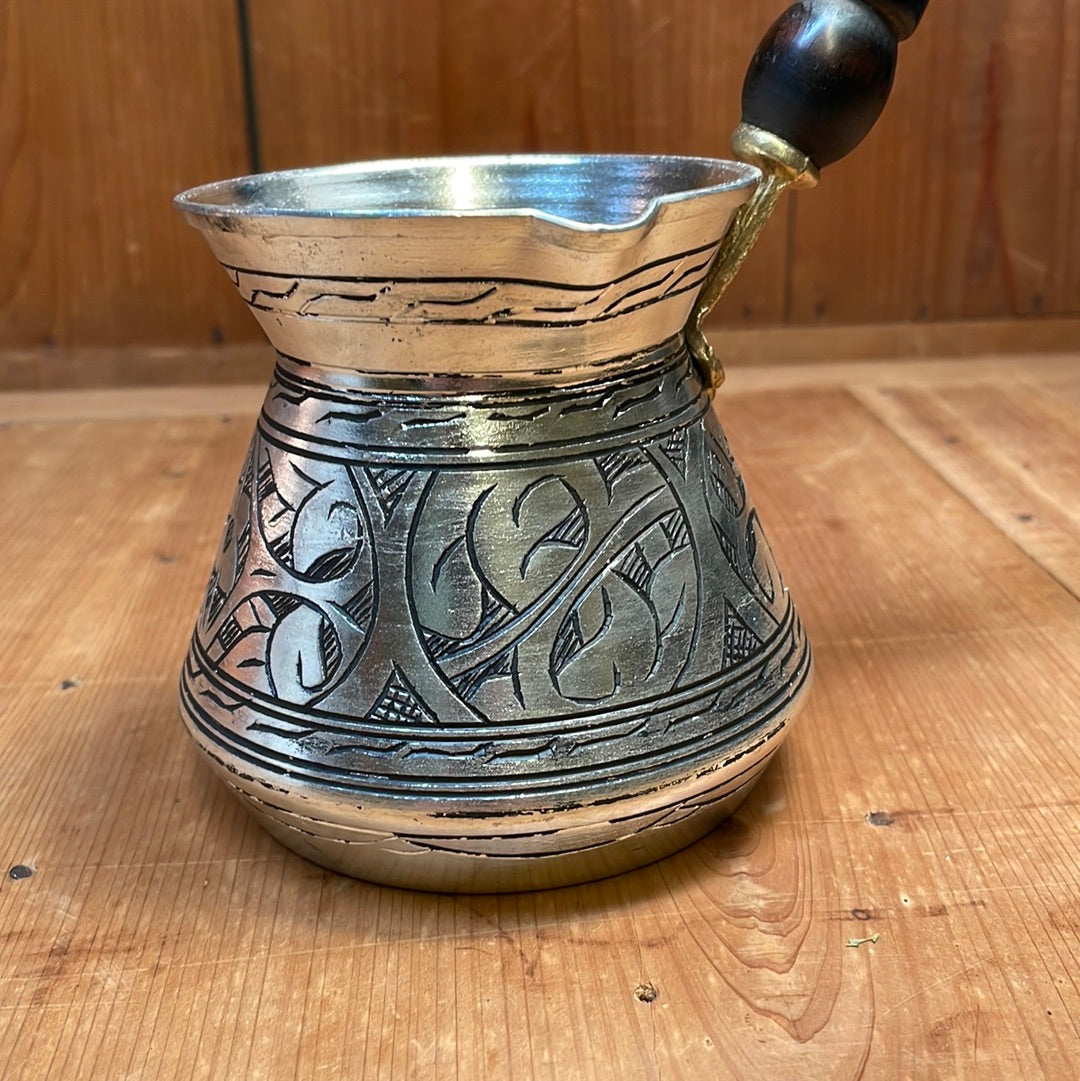 Kulhan Hand carved Nickel and Copper Turkish Coffee Pot Bernal