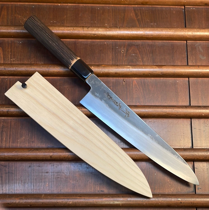 Sakai Kikumori Nakagawa x BC 240mm Gyuto Aogami 1 Kurouchi Burnt Chestnut with Saya