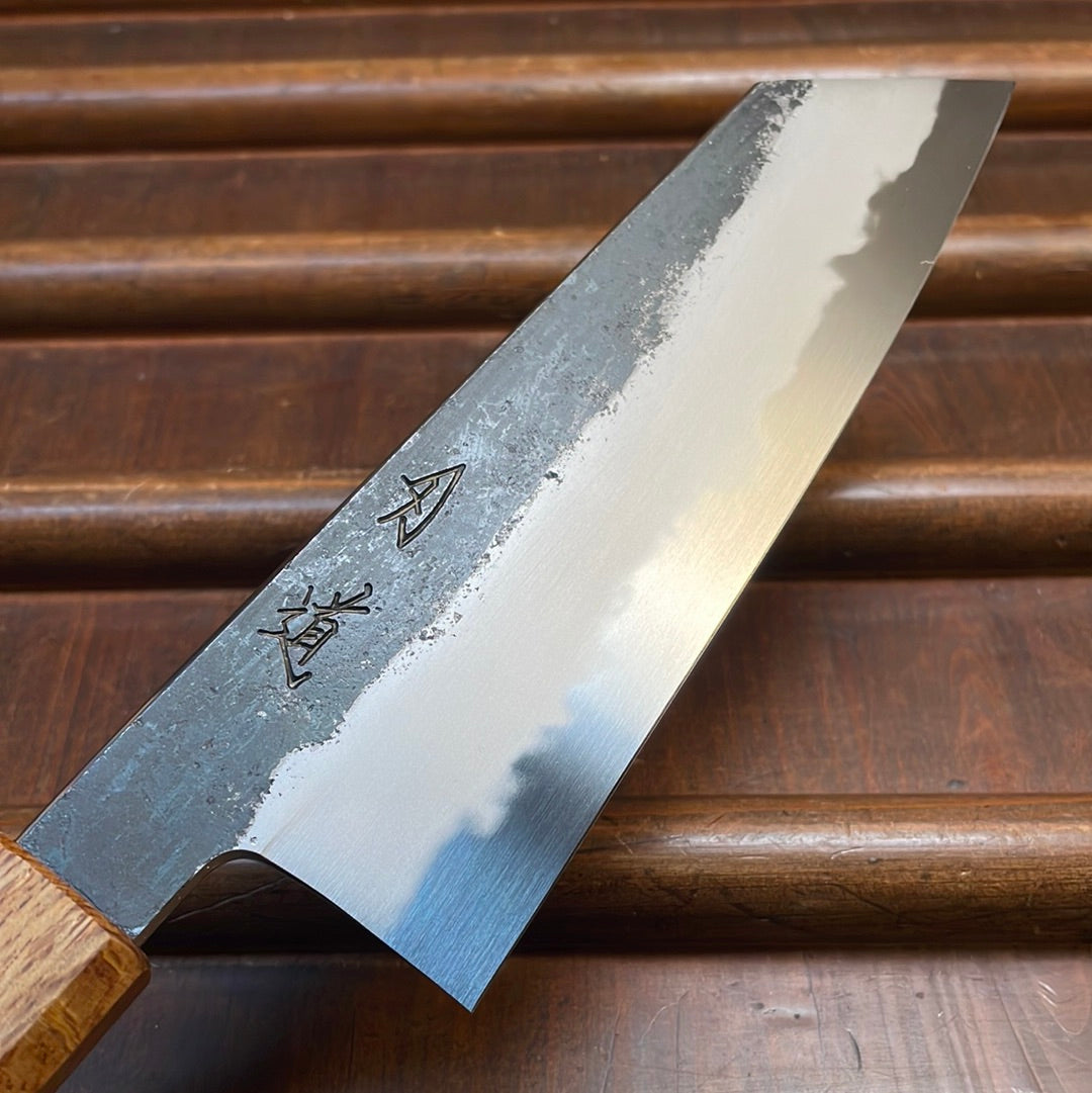 Hado Sumi 180mm Bunka Shirogami 2 Kurouchi Finish Burnt Oak