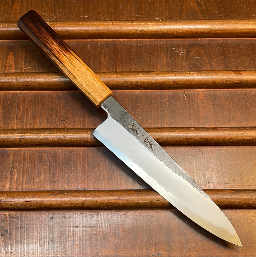 Hado Sumi 210mm Gyuto Shirogami 2 Kurouchi Finish Burnt Oak