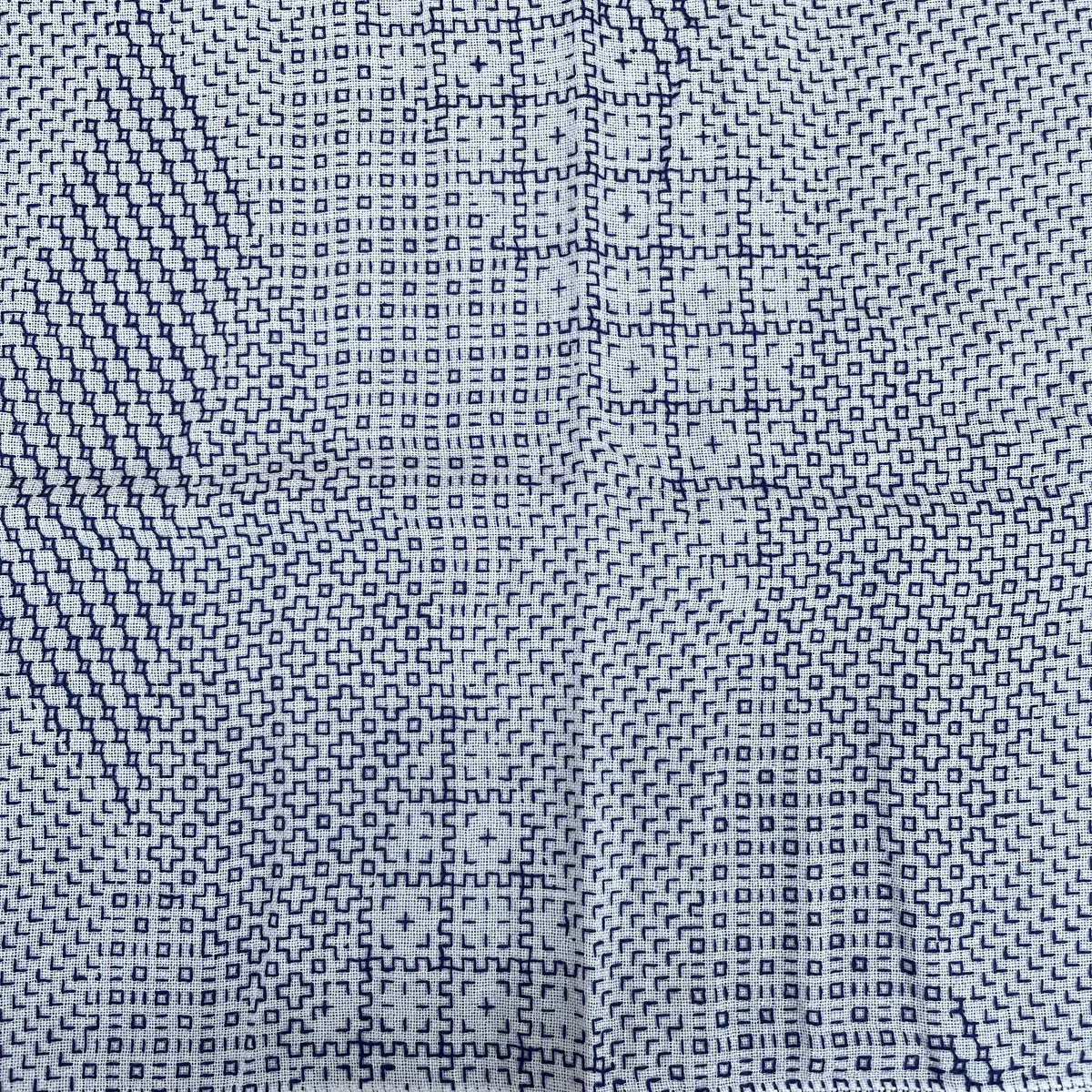 Sashiko White & Blue Cross Kitchen Towels, Set of 2 - Maple and Moon