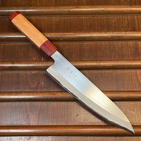 Tagai Sanjo 210mm Gyuto Migaki Stainless Clad Shirogami 2 Oak and Bubinga Handle