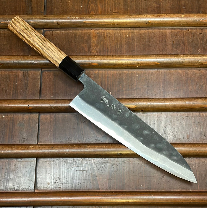 Kamo Shiro 210mm Gyuto AS Kurouchi Carbon 3 Layers Teak & Horn Handle