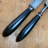 L F & C Aetna Works Set Of Forks & Knives Carbon Steel Gutta Percha 1870’s-90’s