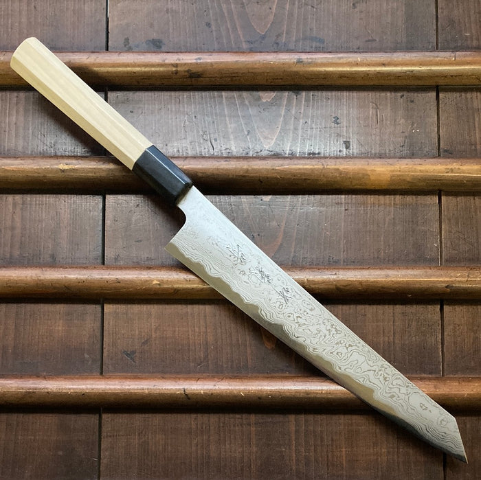 Sakai Kikumori Tanaka Sori 240mm Kiritsuke Sujihiki Aogami 1 Suminagashi