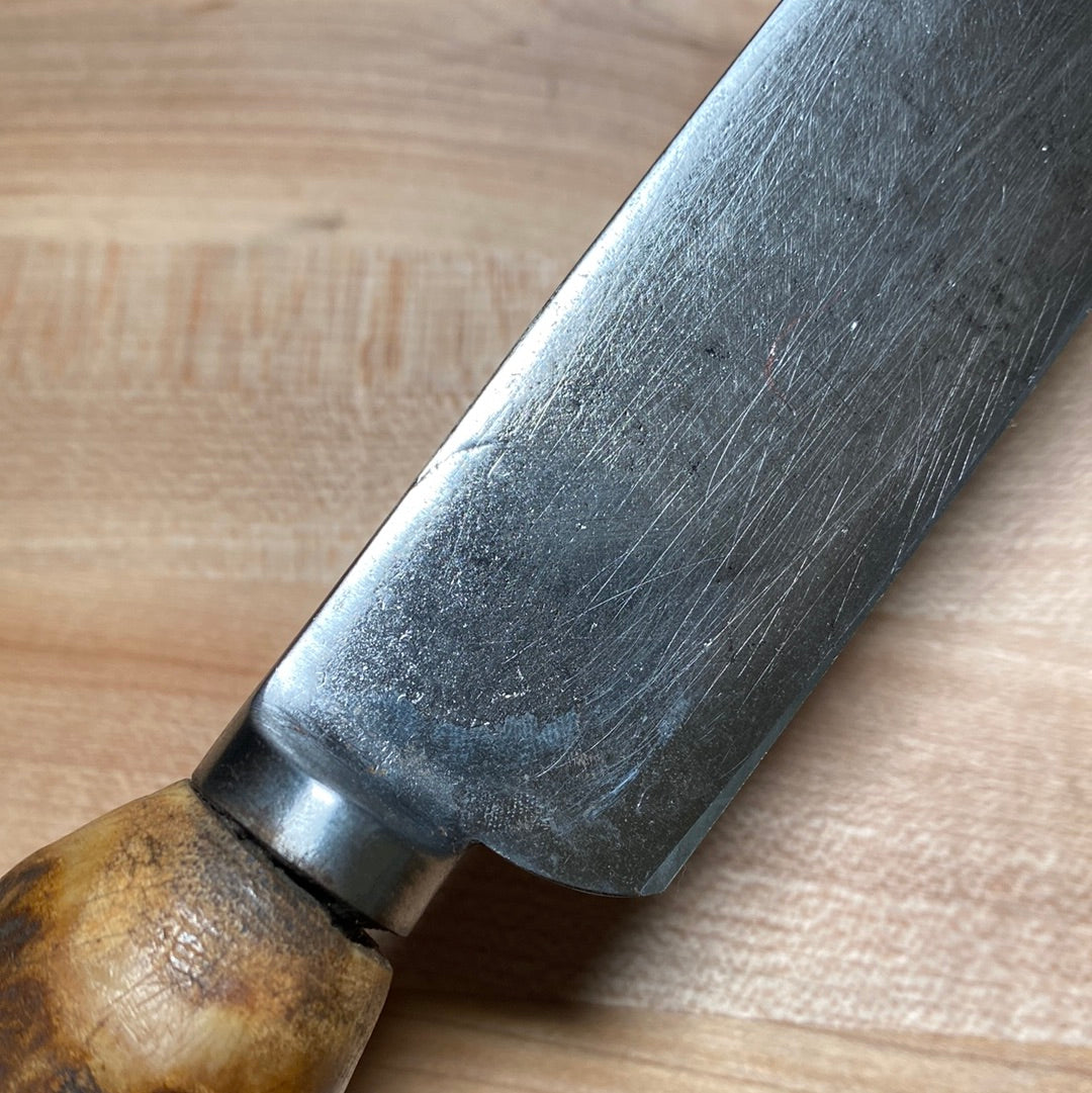 J Smith 14" English Roast Beef Knife Shear Steel & Stag 19th C.