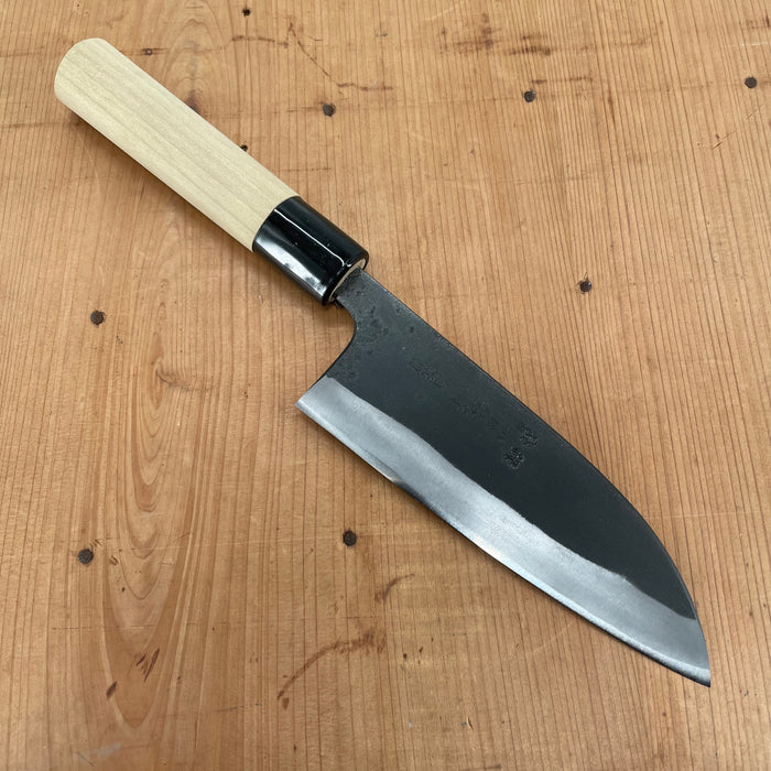 Kaji-bei 135mm Santoku Iron Clad Shirogami 2 Kurouchi