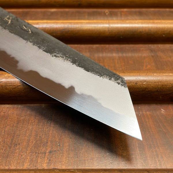 Hado Sumi 180mm Bunka Shirogami 2 Kurouchi Finish Burnt Oak