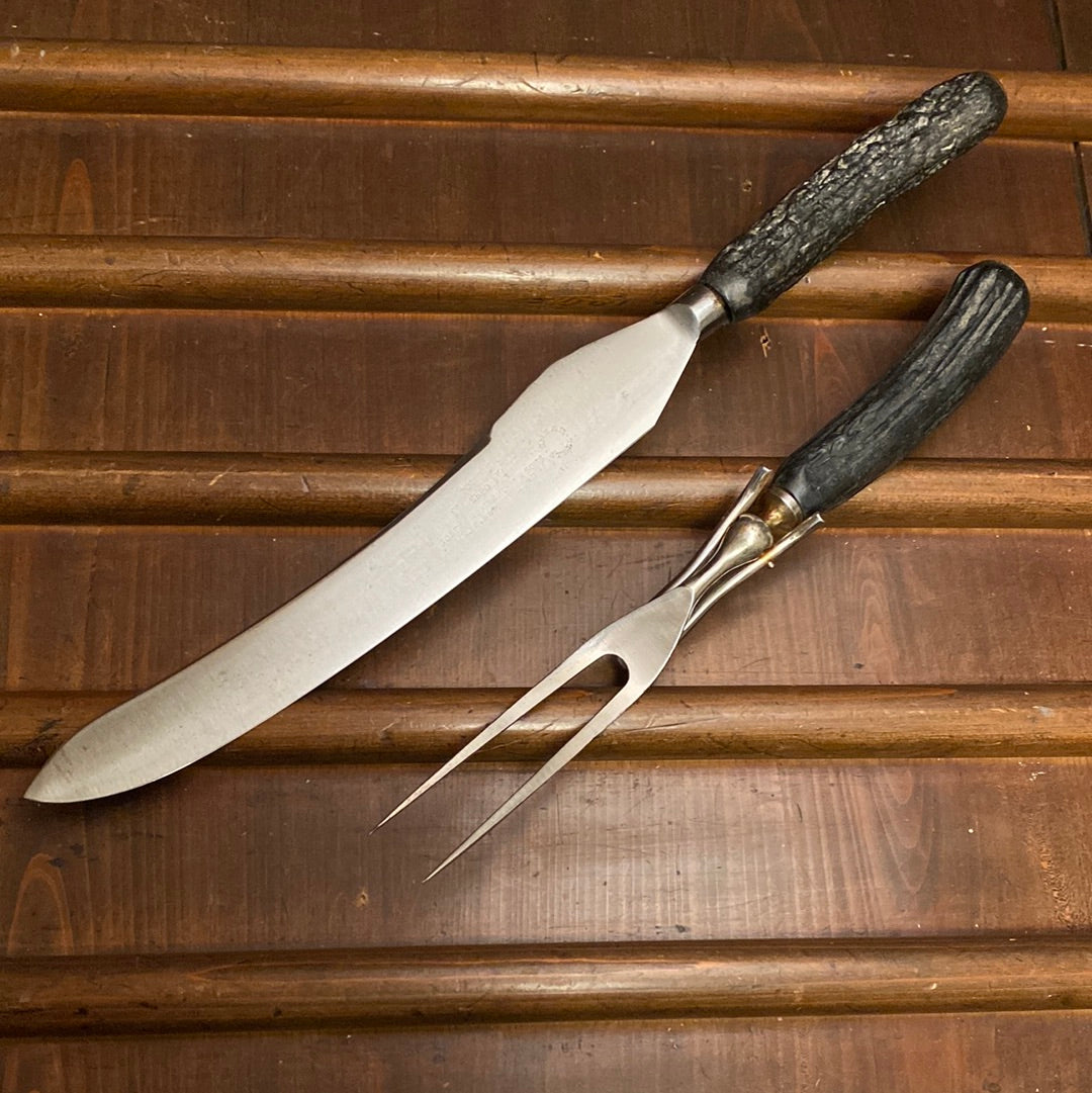 Joseph Wostenholm & Sons Sheffield (1813-1876) Shear Steel Carving Knife & Mis Matched Fork