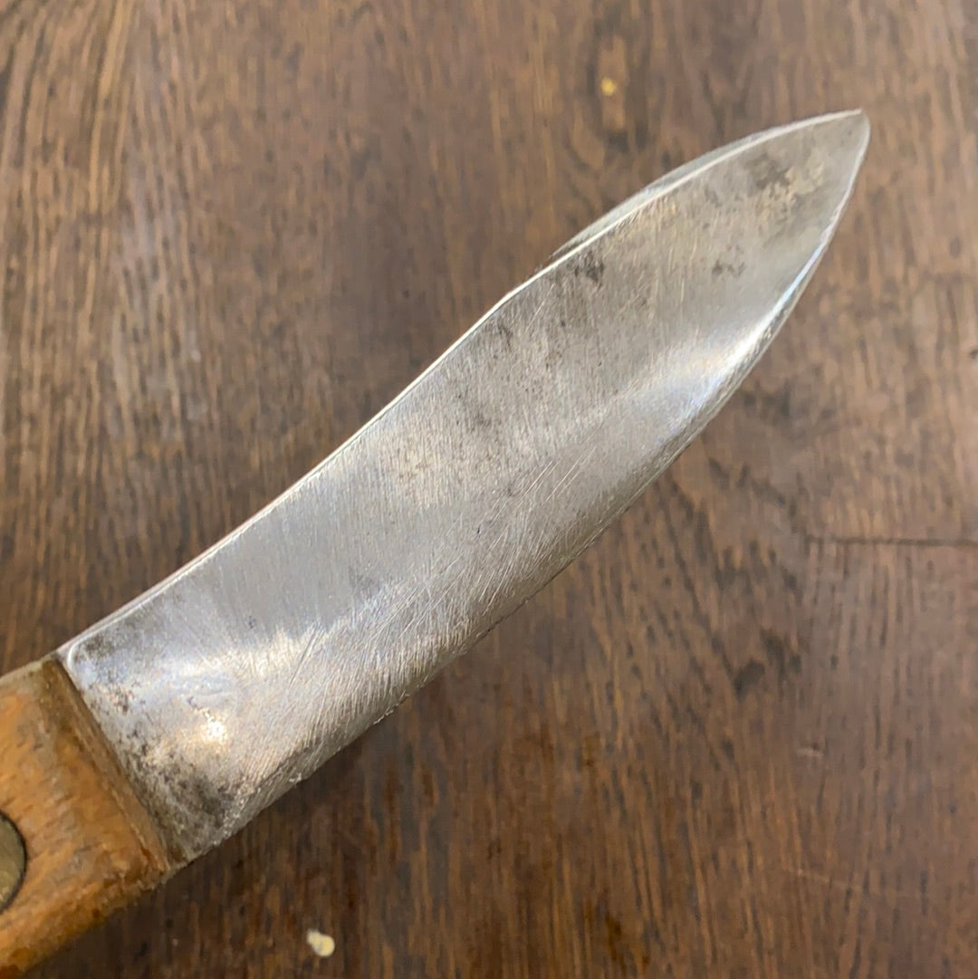 Village Blacksmith 5” Carbon Steel Skinning Knife Beech Handle 1930’s