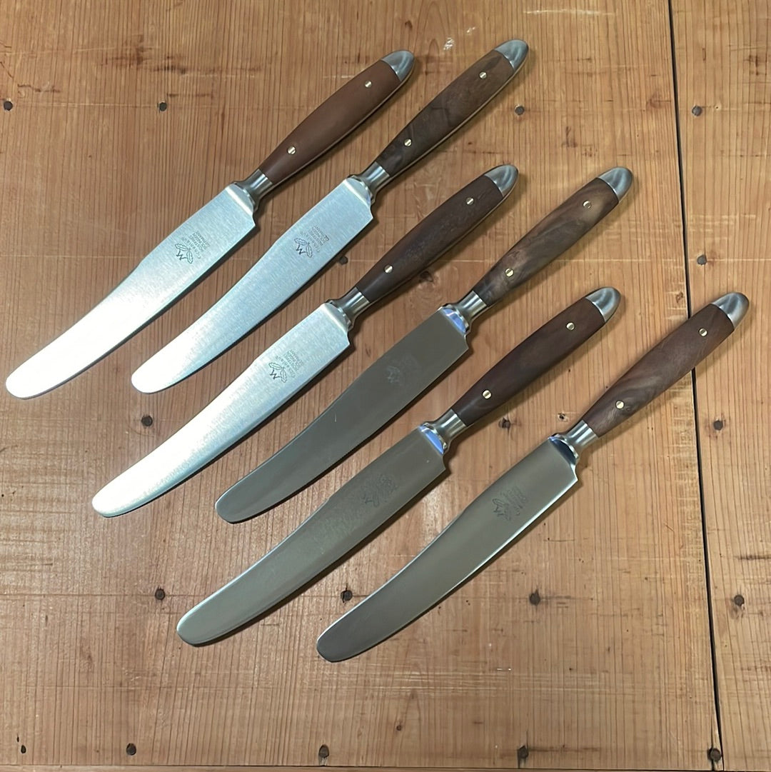Eichenlaub Forged Tableware Old German Table Knife Set Stainless Walnut Matte Handles - 6 Pieces