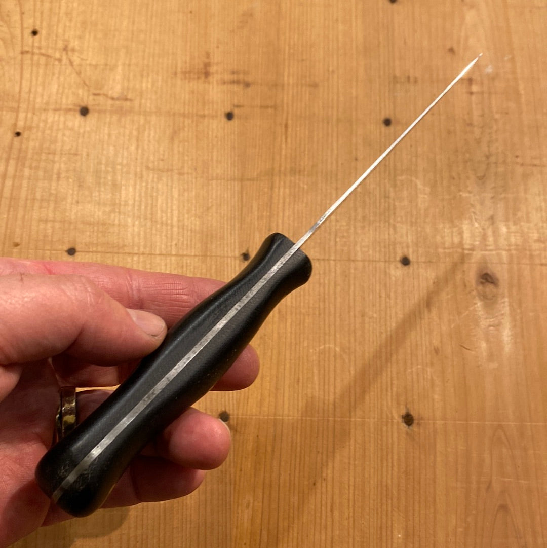 Handmade 4.25” Boning Knife Semi Flex Carbon Steel Linen Micarta