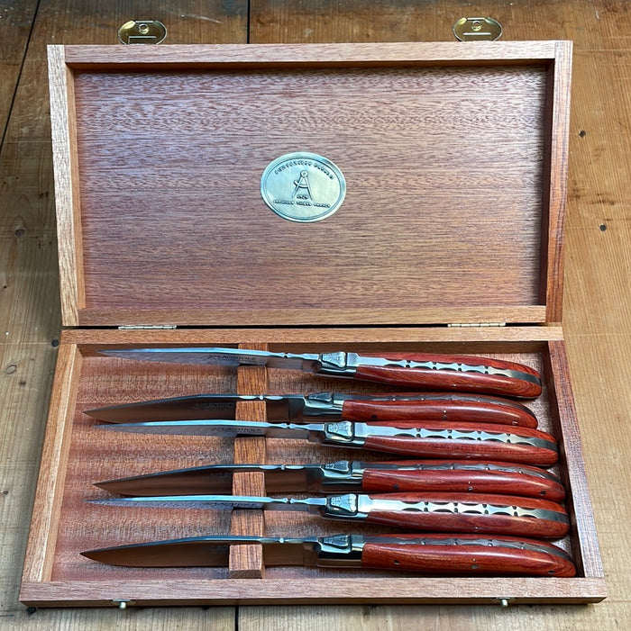 Fontenille Pataud Laguiole Steak Knife Set Rosewood Handle - 6 Pieces