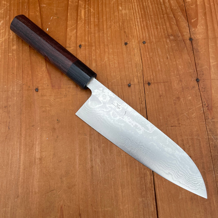 Hitohira Setsu Forged 165mm Santoku VG-10 Damascus Rosewood